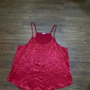 Red Satin Cami Tank Top - Women's Sleeveless Top